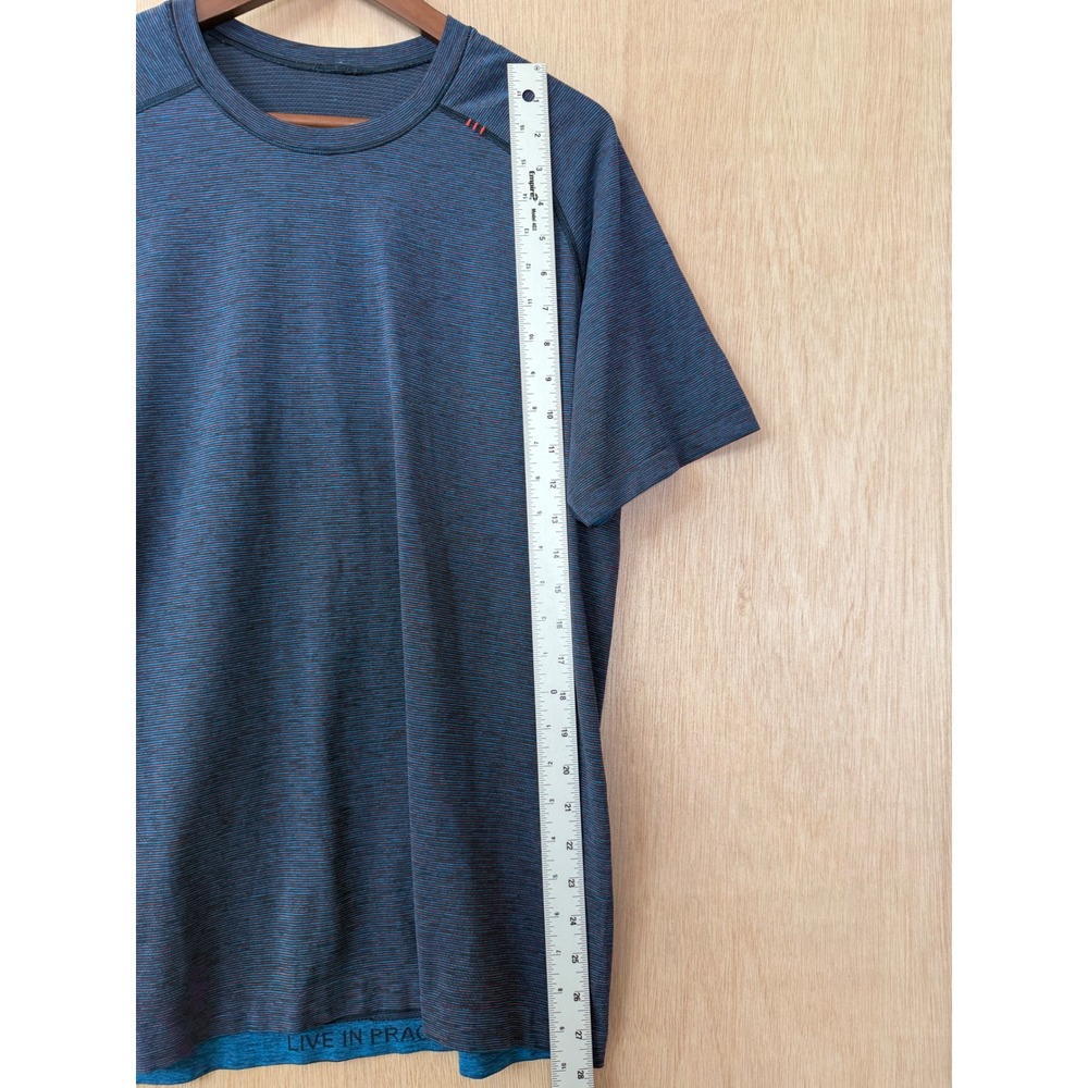 Lululemon Mens Metal Vent Tech Short Sleeve Shirt Blue Red Space Dye Small - Picture 3 of 4